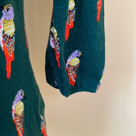 Anthropologie 9-H15 STCL Green Bird Pattern Top - Picture 6 of 11